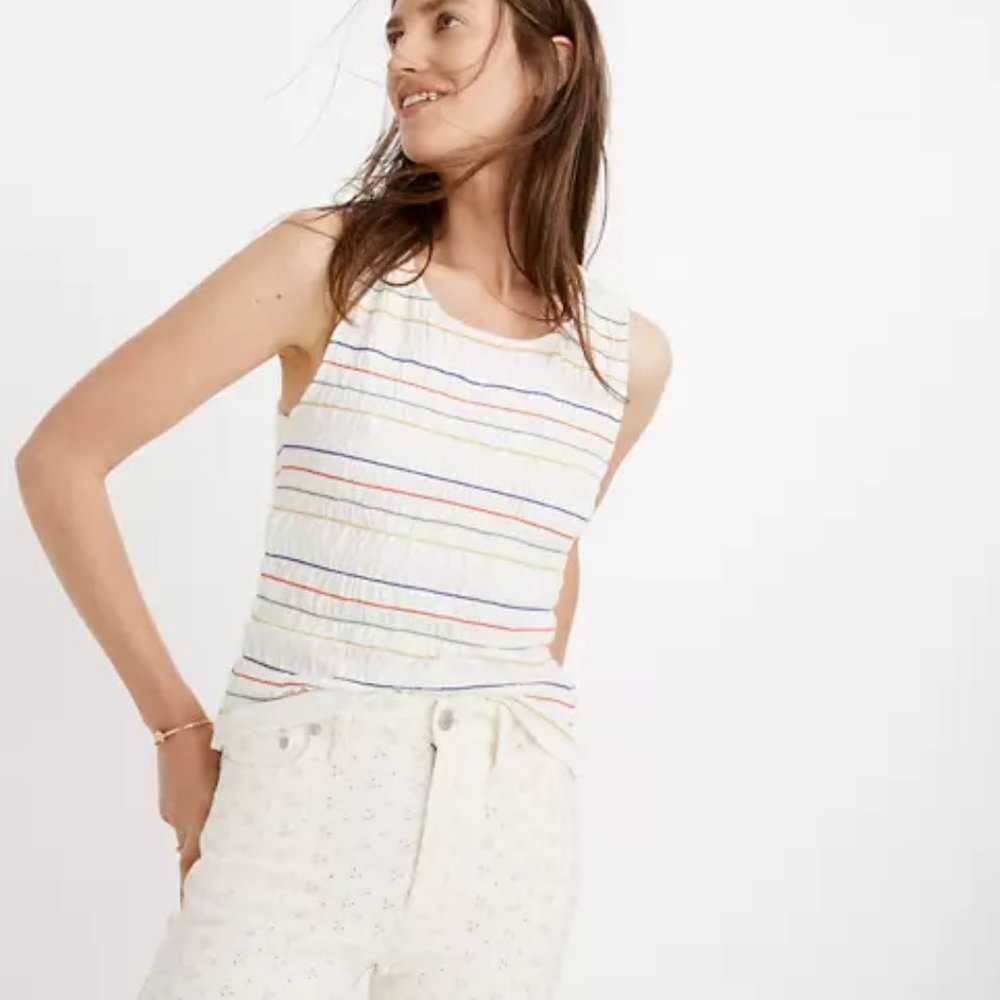 SOLD Madewell Texture & Thread Rainbow Smocked Tank